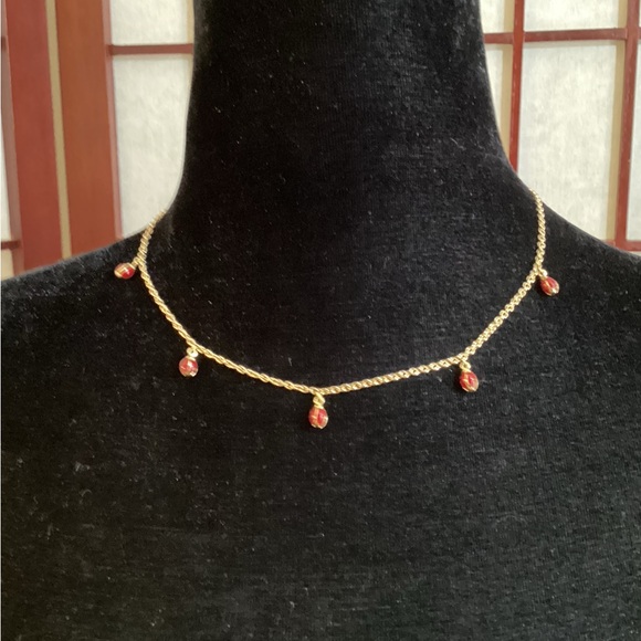 Beautiful Aaron Basha 18k Gold Lady Bug Necklace. 17” length - Picture 1 of 16